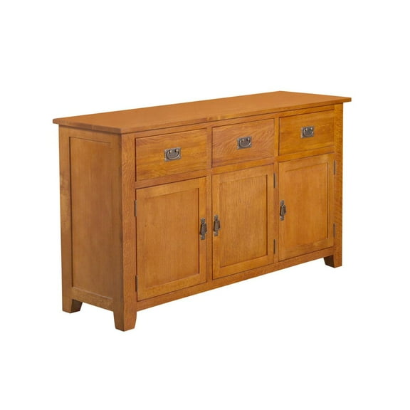 Crafters and Weavers Arts and Crafts 3-Door Solid Wood Sideboard in Cherry