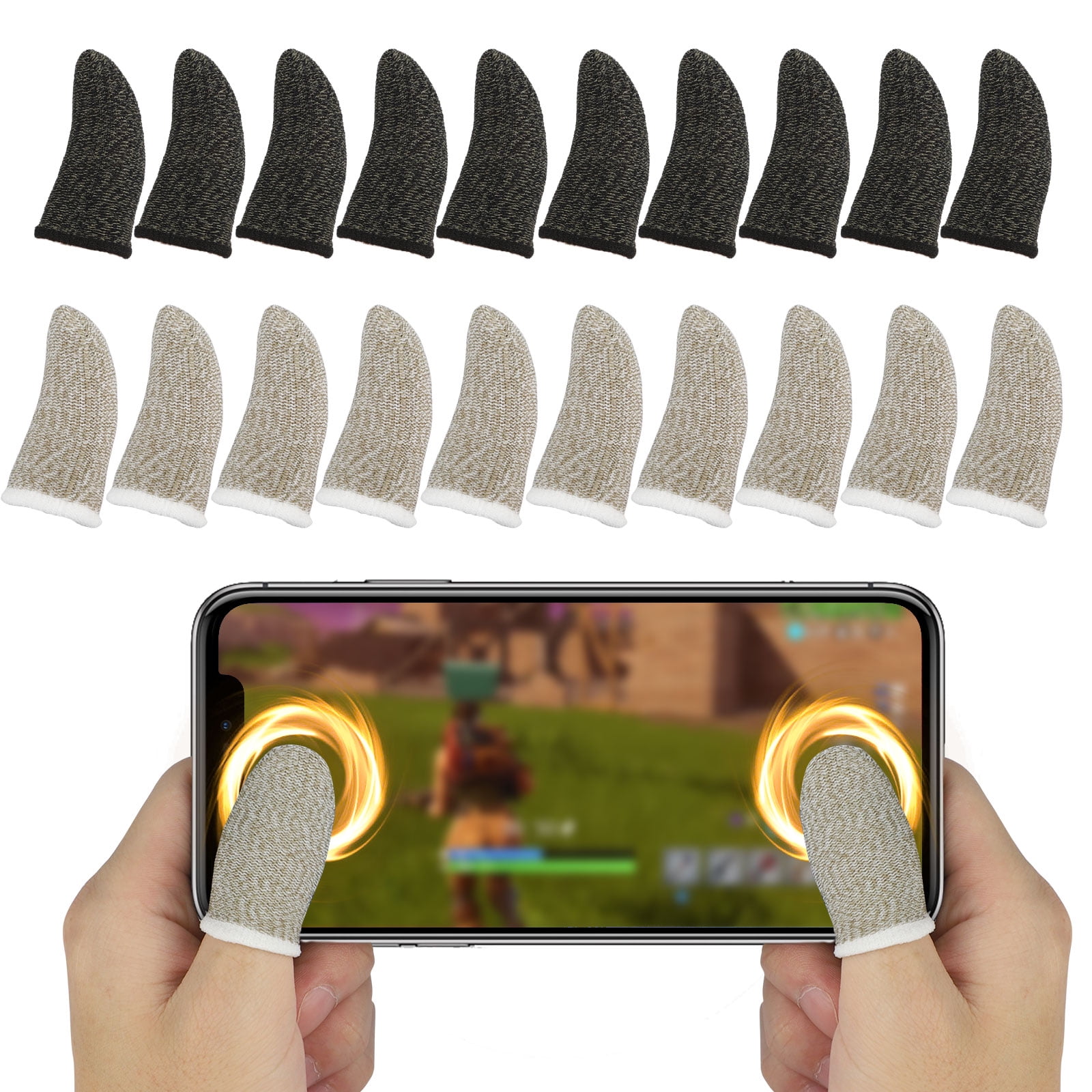 8 Packs Highly Sensitive Mobile Gaming Thumb Sleeves Smooth Thin Anti-Sweat Breathable Seamless Touchscreen Finger Sleeves for PUBG/Knives Out/Rules of Surviva Mobile Phone Finger Sleeves for Gaming 