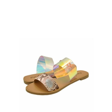 

Qupid Athena 1459AX Women s Two Strap Slide Sandals