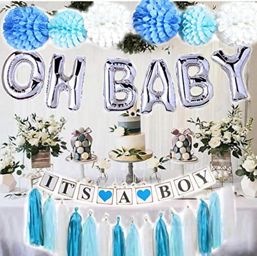 Funnlot 76PCS Baby Shower Decorations Neutral Gold with Welcome Baby Banner Oh Baby Balloons Cake Toppers Tissue Pom Poms Flowers Baby Shower Party Supplies Gender Neutral Set 