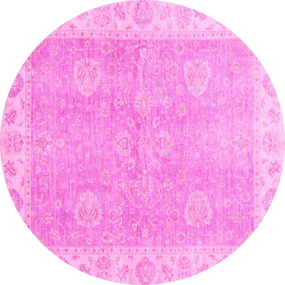 Ahgly Company Indoor Round Oriental Pink Traditional Area Rugs, 8' Round