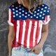 thumbnail image 2 of Blusa de manga corta informal con estampado de día de la independencia de cuello redondo de verano para mujer Fridja hjk5464, 2 of 5