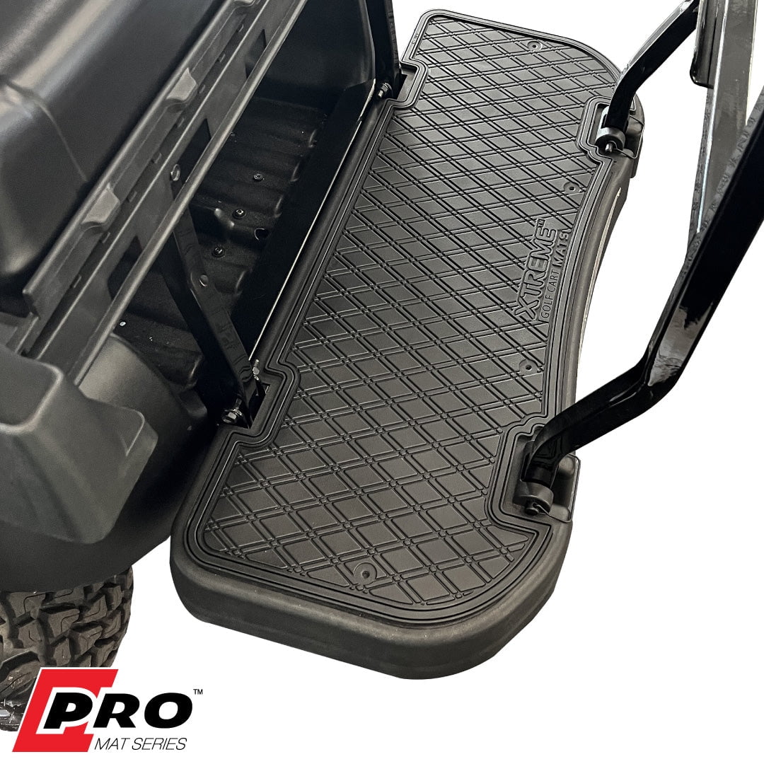 Xtreme Mats Golf Cart Mat for Rear Facing Foot Rests & Rear Seat Kits - Fits  EZGO RFSPRO L6 Rear Foot Rest Mat - BLACK Trim 