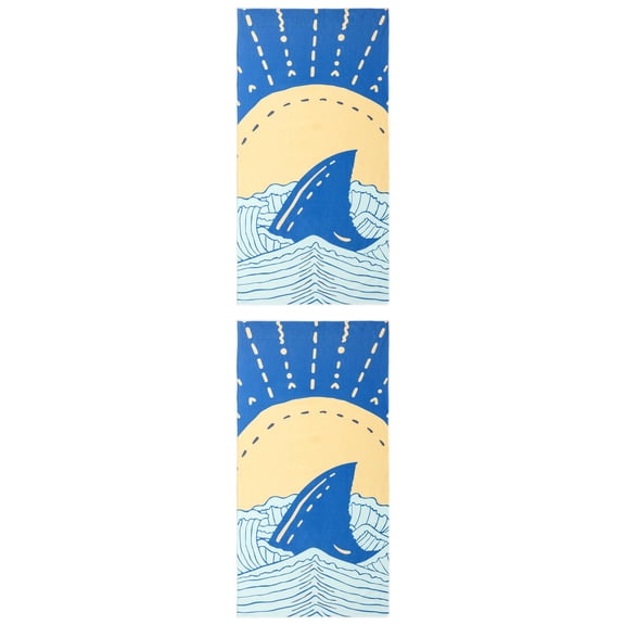 Unique Bargains Sand Free Soft Cartoon Beach Towel 2 Pack Navy Blue 63"x31"