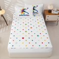 thumbnail image 4 of Homewish Watercolor Ball Player Zipper Full Size Comforter Sets with Fitted Sheet and 2 Pillowcases,Handball Print Zipper Bedding Set,White,Polkadot Reversible,4pcs, 4 of 8