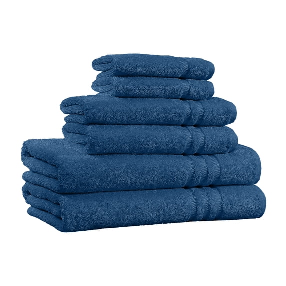 100% Cotton 650 GSM 6-Piece Bath Towel Sets - Highly Absorbent & Extra Soft Quality Towels For Bathroom & Kitchen, Every Day Use - Navy