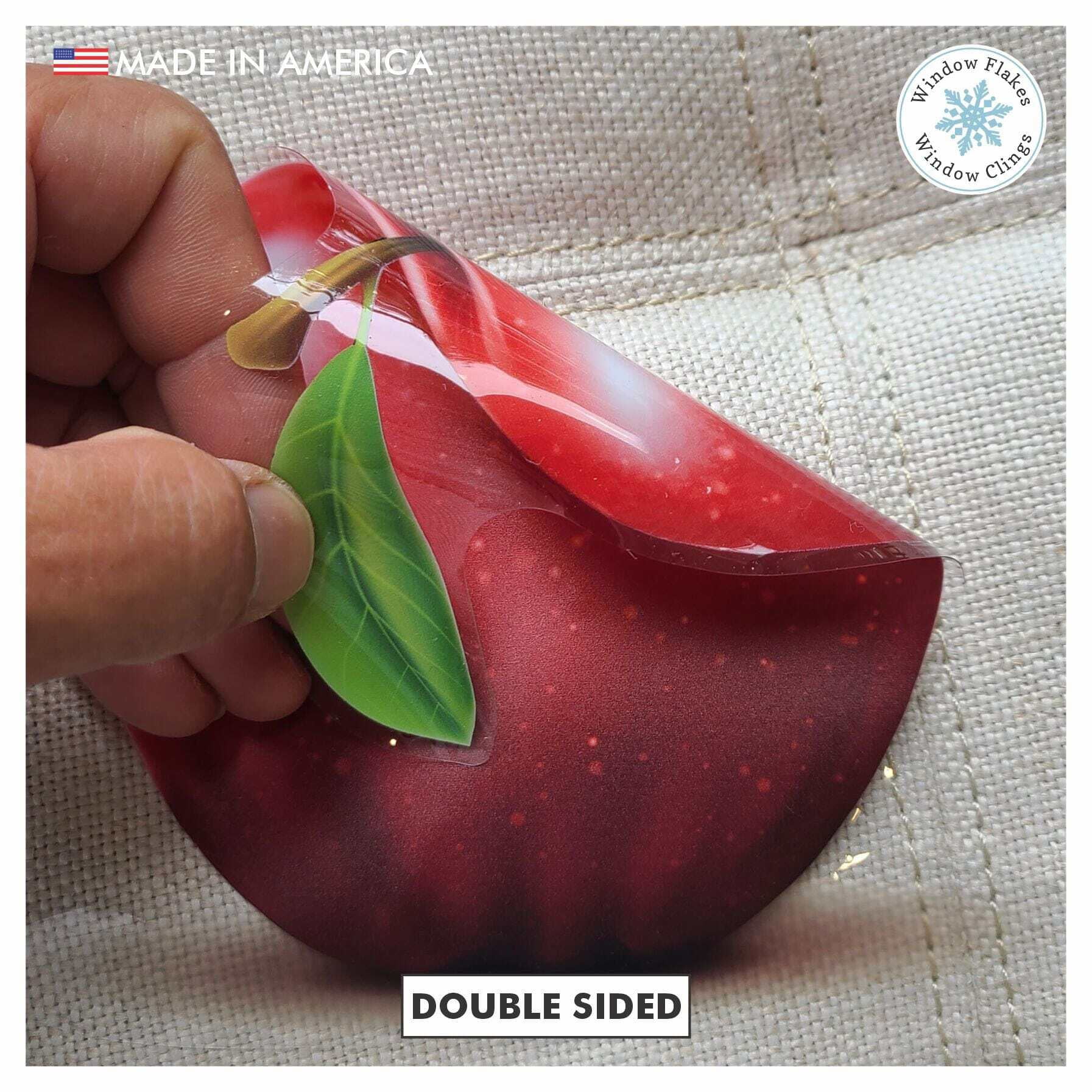 Large Apple Window Cling Decal Stickers for Home Decor Thanksgiviing, Fall, Autumn, Starting School, Teacher Decorations. Made in America.