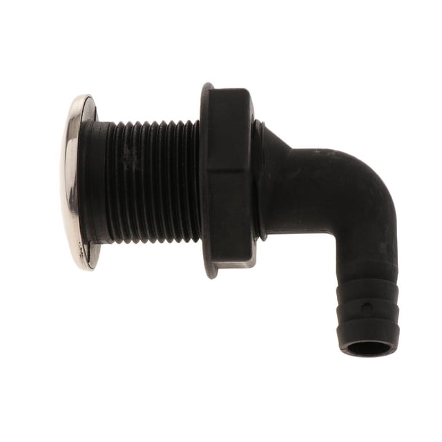 De A Través Del Casco Sólido Conector De A Través Del Casco De Servicio , Acabado Negro - 10mm Yotijar Ajuste de 90 grados a través del casco