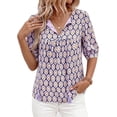 thumbnail image 5 of PRETTYGARDEN Womens Summer Boho Tops Vacation Outfits Casual Tie Front V Neck Peasant Blouses Puff Short Sleeve Shirts, 5 of 7