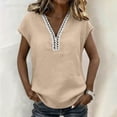 thumbnail image 4 of Lmueinov Women's Boho Cap Sleeve Lace Trim V Neck Tops 2026 Summer Casual Loose Beach Vacation Tee Shirts Blouse, 4 of 8