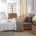 thumbnail image 3 of Washed Cotton Pieces Sheet Set Linen Feel Natural Wrinkle Breathable Lightweight (Queen Cream Grey), 3 of 6