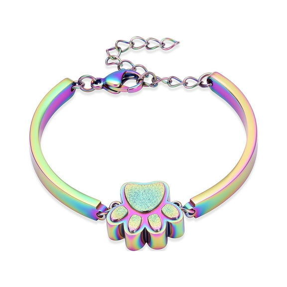 Paw Pet Funeral Urns Bracelet for Cremation Ashes Holder Memorial Bangle for Dog Cat Cremation Jewelry for Ashes