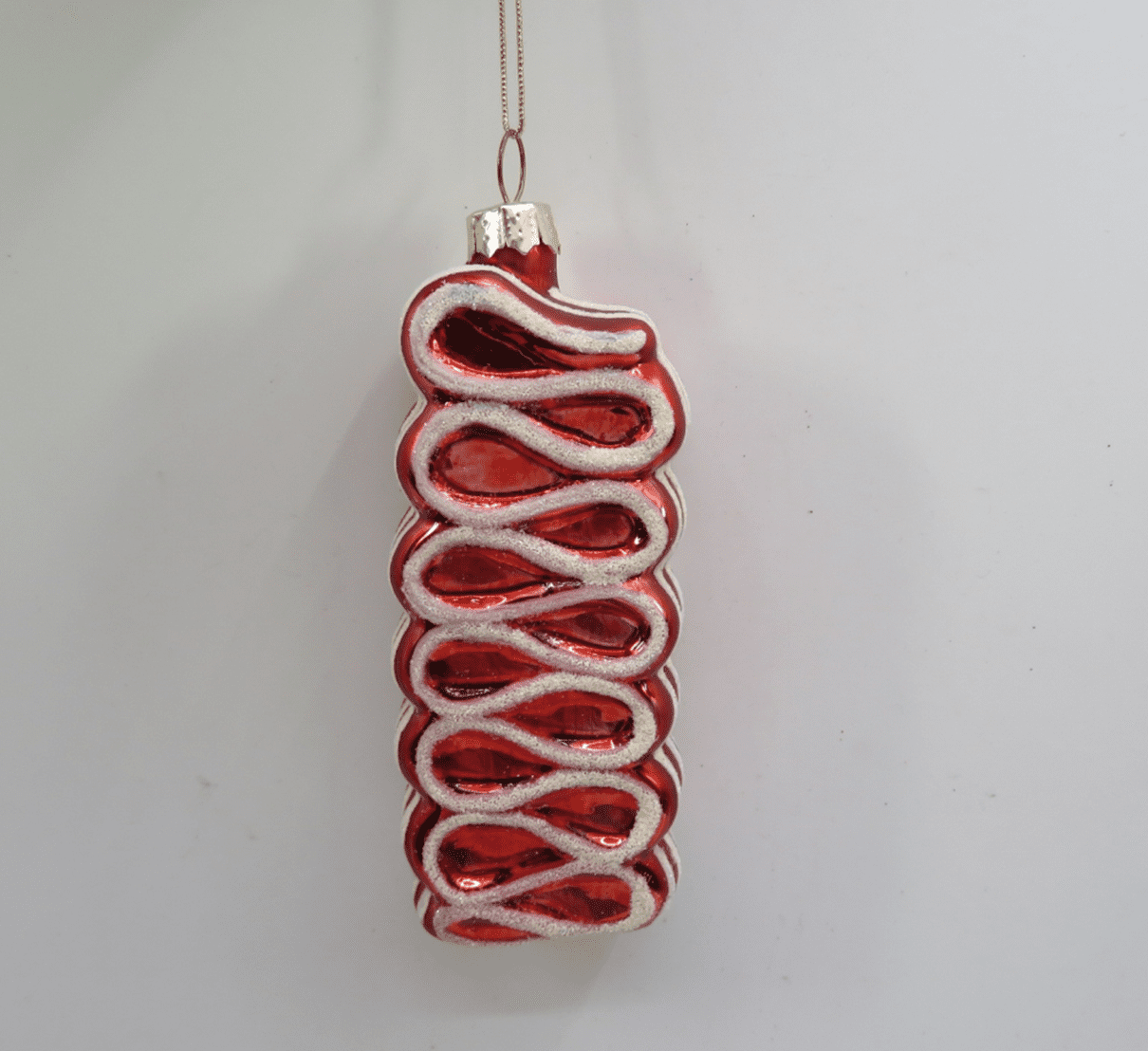 3" Red Ribbon Candy Glass Christmas Ornament