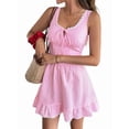 thumbnail image 2 of Women'S Summer Cute Corset Mini Dress Lace Spaghetti -Neck Flowy A-Line Gingham Short Dresses Pink S, 2 of 9