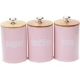 thumbnail image 1 of 3x Food Storage Jar, Pink Food Storage Can With Seal Bamboo Lid -modern Storage Canister For Serving Tea,coffee,spice And, 1 of 5
