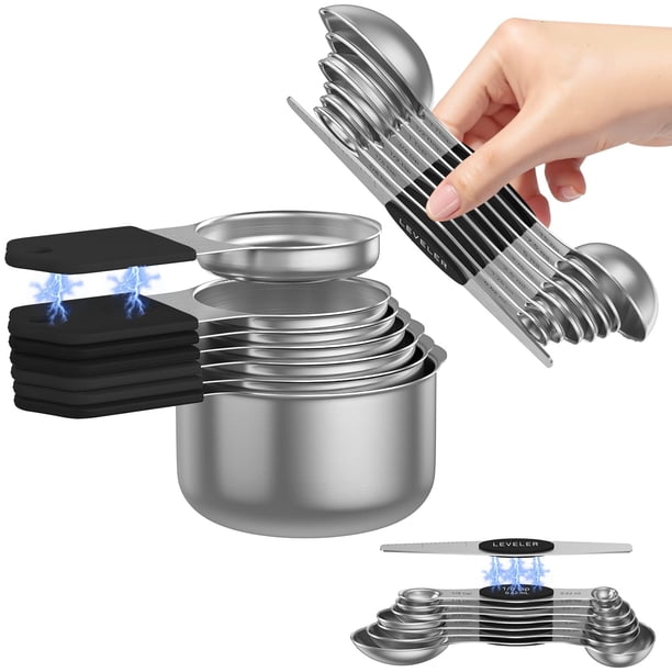 Set de tazas y cucharas medidoras magnéticas Abtrino Premium Black