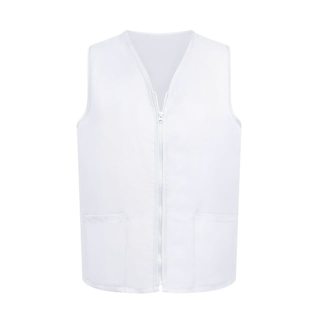 TOPTIE Adult Volunteer Work Vest Event Supermarket Apron Vests - White