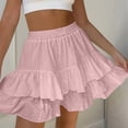 thumbnail image 7 of Hduncf Flowy Shorts for Women Mini Skirts High Elastic Waisted Tiered Smocked Ruffle Skirt Summer Casual Fashion Skorts Pink XXL, 7 of 7