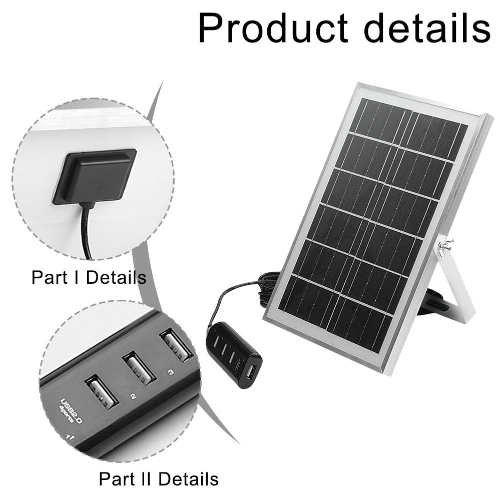 yaaqii 5V 8W Solar Panel Generator Outdoor Charging With 4 USB Ports Solar Charger