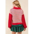 thumbnail image 3 of FOLUNSI Stylish Red Stripe V-Neck Sweater – Flatter Your Wardrobe!, 3 of 8