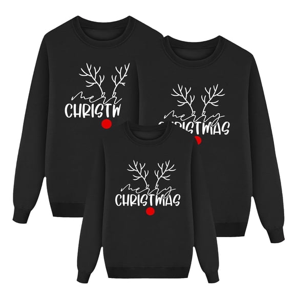 QTSHPN Matching Family Christmas Sweatshirts Dad Funny Christmas Prints Long Sleeve Xmas Cute Pullover Kids Mama Matching Outfit Festival Party Sweatshirt Men