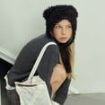 thumbnail image 4 of Jamicy Winter Hat Cute Cat Ear Shape Furry Knit Earflap Hat with Long Ear Straps Peruvian Cover Ear Beanie Hat, 4 of 6