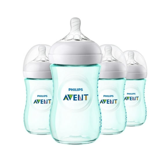 Philips Avent Natural Baby Bottle, Teal, 9oz, 4pk, SCF013/44