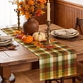 thumbnail image 6 of Orange Yellow Green Gingham Table Runner - 70 Inch Long Autumn Rustic Plaid Cotton and Linen Blended Dress Scarves Farmhouse Table Runner for Kitchen Dining, Coffee Table, 13" x 70", 6 of 8