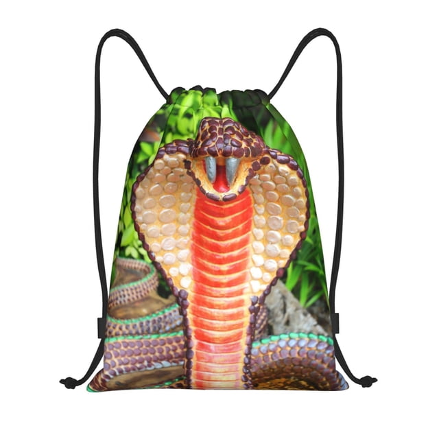 Fotbe Cobra Snake Pattern Drawstring Backpack, Gym Bag, Lightweight Backpack, Water-Resistant Bag Travel Sports Backpack, Fitness Bag, Yoga Bag-Small