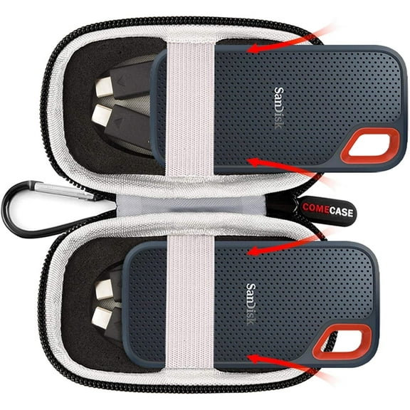 Hard Drive Case for Portable SSD 4TB 500GB External Solid State Drive, Travel Storage Holder Bag for 2 SSD and Memory Card SD Card- Dark Blue