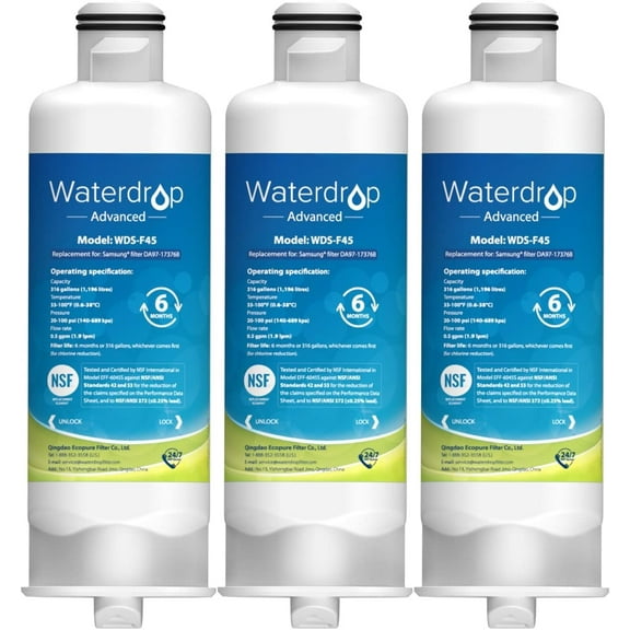 Waterdrop DA97-17376B Replacement for Samsung HAF-QIN/EXP, DA97-08006C, RF28R7351SG, RF23M8570SR, NSF 53&42 Certified Refrigerator Water Filter, 3 Filters (Package May Vary)