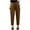 Coffee, variant on Womens Lounge Pants Cuffed Hem Side Button Elastic Waist Soft Leg Cropped Tapered Pants