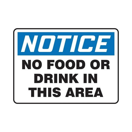 UPC: 0846642013035 | Accuform Signs 7  x 10  Plastic Housekeeping Sign  NOTICE NO FOOD..  Blue/Black On White MHSK801VP