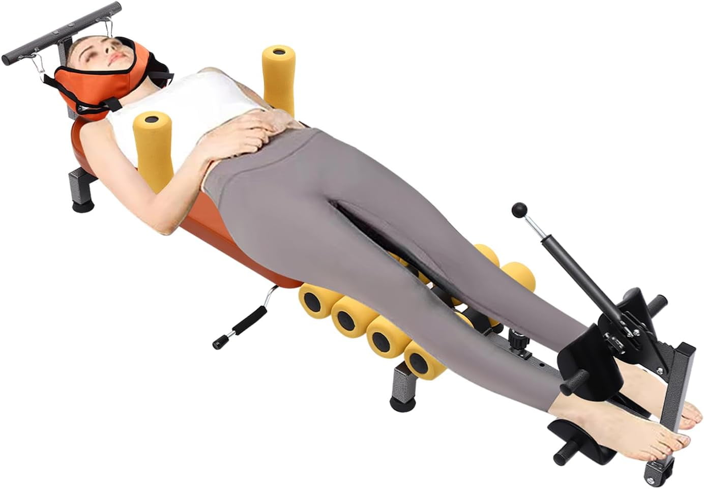 Home Gym Back Stretch Decompression Bench Bench-Inversion Orange 286.6lbs Upper and Lower Back Stretcher Training Bench Inversion Table Equipment Neck Stretcher