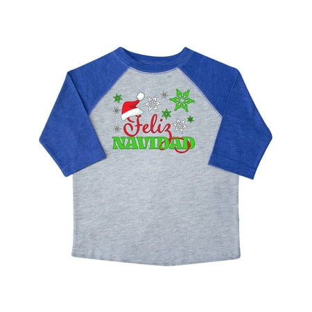 

Inktastic Feliz Navidad with Santa Hat and Green Snowflakes Gift Toddler Boy or Toddler Girl T-Shirt