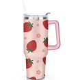 thumbnail image 2 of 40oz Cute Red Strawberry Stainless Steel Flip Straw Tumbler Spill Proof Travel Cup Double Wall Vacuum Insulated Coffee Mug with Top Handle, 2 of 6