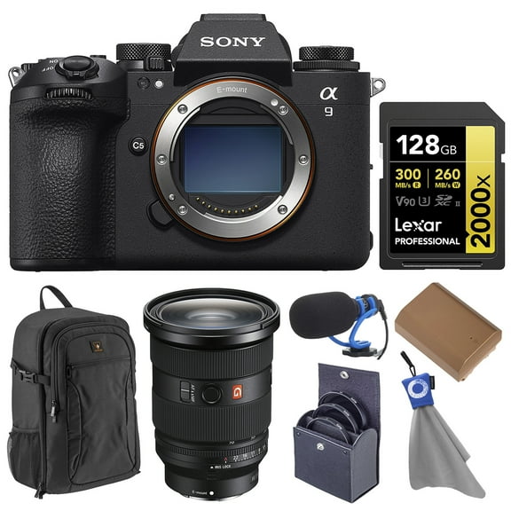 Sony Alpha a9 III Mirrorless Camera with FE 24-70mm f/2.8 GM II Lens, Bundle with TASC300 Microphone, 128GB Memory Card, Battery and 82mm Filter Kit