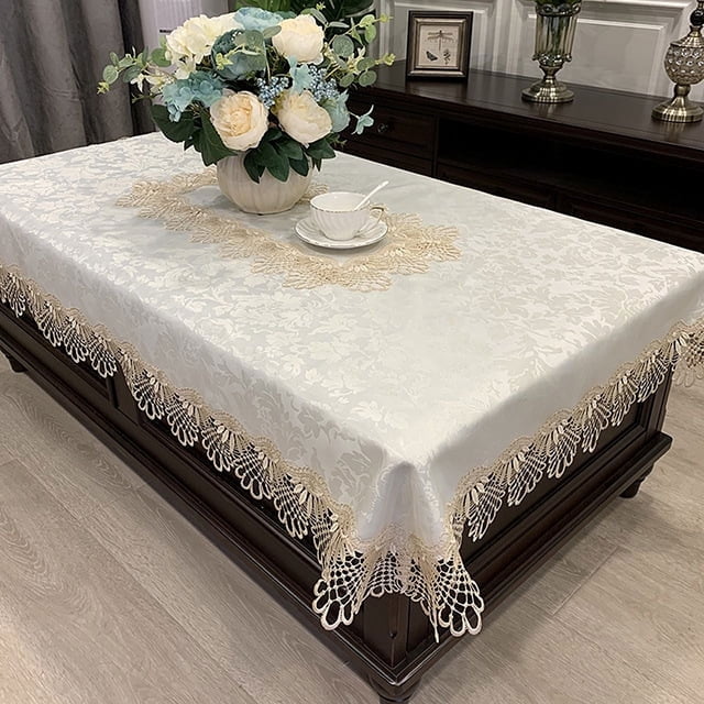 Luxury Tablecloth Embroidery Lace Rectangle Table Cover Flower Elegant Hollow Out Table Cloth Towels Dining Table Decoration