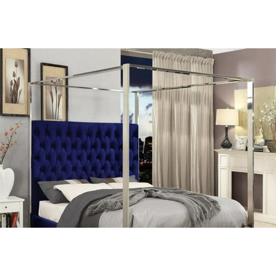 Meridian Furniture Porter Navy Velvet Canopy Bed King Size Meridian Furniture Porter Navy Velvet Canopy Bed King Size Traditional Com