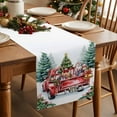 thumbnail image 5 of Christmas Trees Cotton Linen Table Runner for Dining Kitchen, Red Truck Xmas Winter Green Forest Wedding Outdoor Party Tablerunners Decoration, Dresser Scarf Coffee Tablecloth Runners 13x120 Inches, 5 of 9