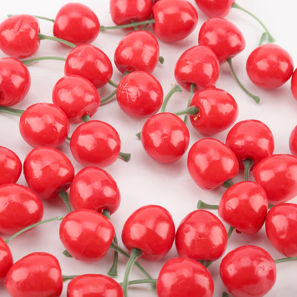 Mgaxyff 50Pcs Cute Artificial Cherry Fruit, Artificial Cherries