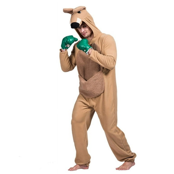 EraSpooky Adult Funny Kangaroo Costume Onesie Animal Cosplay Pajamas Halloween Party Carnival Fancy Dress up