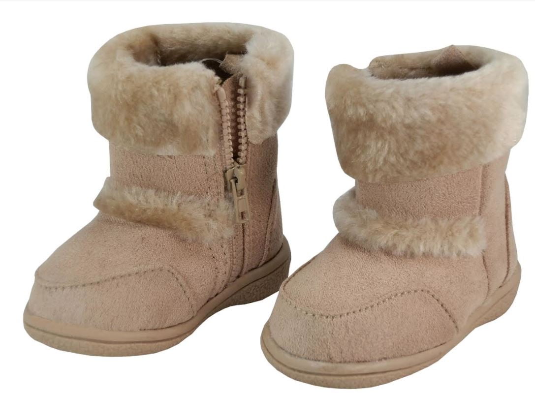 Girls BROWN Snug Faux Fur Trim Winter Ankle Boots UK Child Sizes 13 to 2 