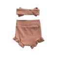 thumbnail image 3 of Listenwind 2Pcs Newborn Infant Baby Girl Solid Ruffle Bloomer Shorts +Headband Basic Cute Short Pants Summer Outfits, 3 of 8