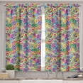 thumbnail image 2 of Ambesonne Wave Valance & Curtain, Funky Doodle Summer Art, 55"x45", Multicolor, 2 of 6