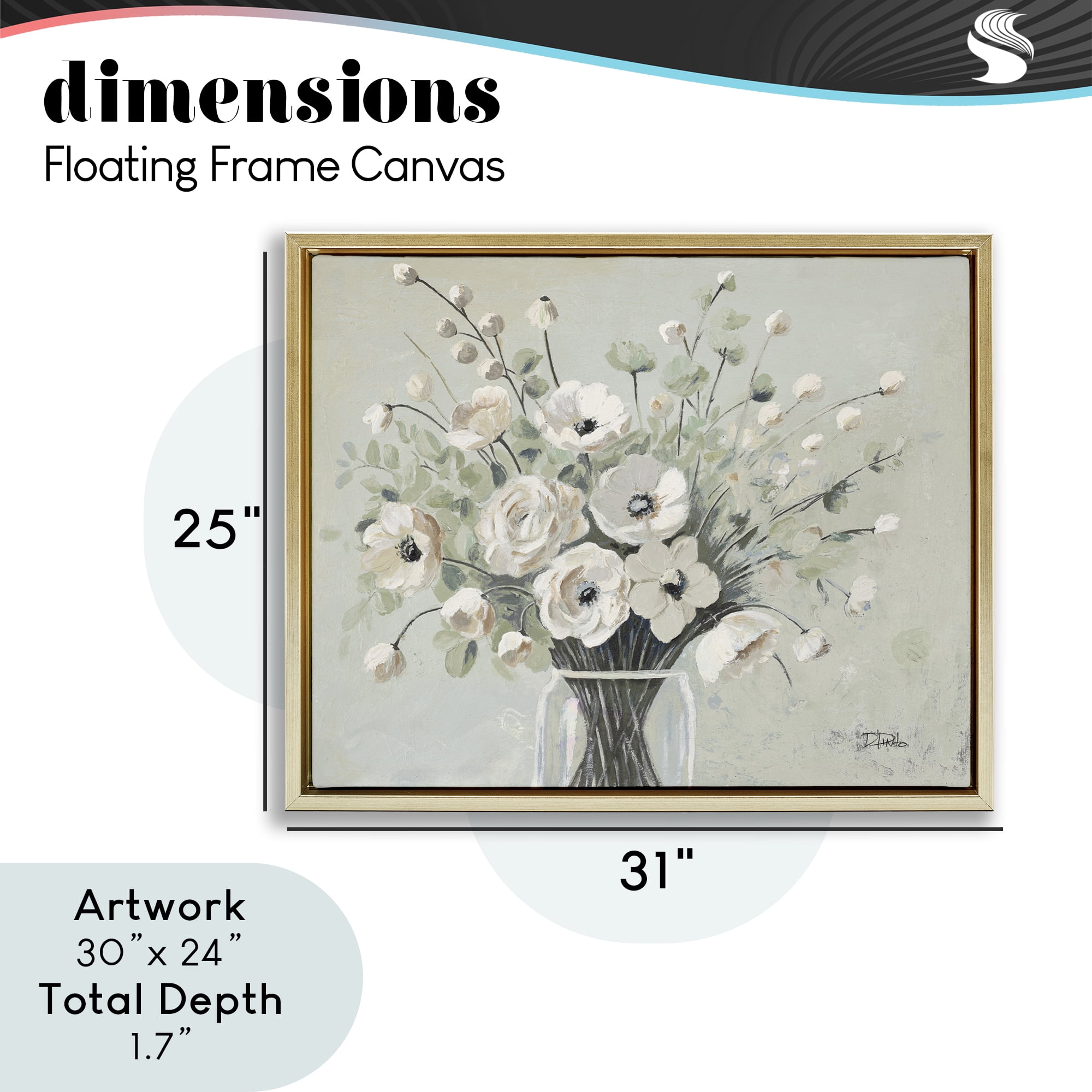 Stupell Industries Siempre Bella Bouquet Gold Framed Floater Canvas Wall Art, design by Patricia Pinto