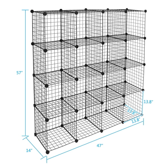 Veryke 16-Cube Organizer Wire Cube Storage, Storage Shelves for Living room Bedroom