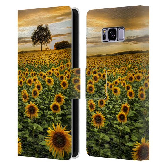 Head Case Designs Officially Licensed Celebrate Life Gallery Florals Big Sunflower Field Leather Book Wallet Case Cover Compatible with Samsung Galaxy S8