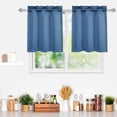 thumbnail image 2 of Yiwa 24inch Length Room Darkening Tier Curtains for Kitchen Bathroom, Dark Blue, 2 of 7
