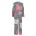 thumbnail image 5 of Womens Pajama Set Summer Hearts Print Breathable Pajama Sets with Pants Casual Crew Neck Long Sleeve Sleepwear Womens Summer Pajamas, 5 of 6